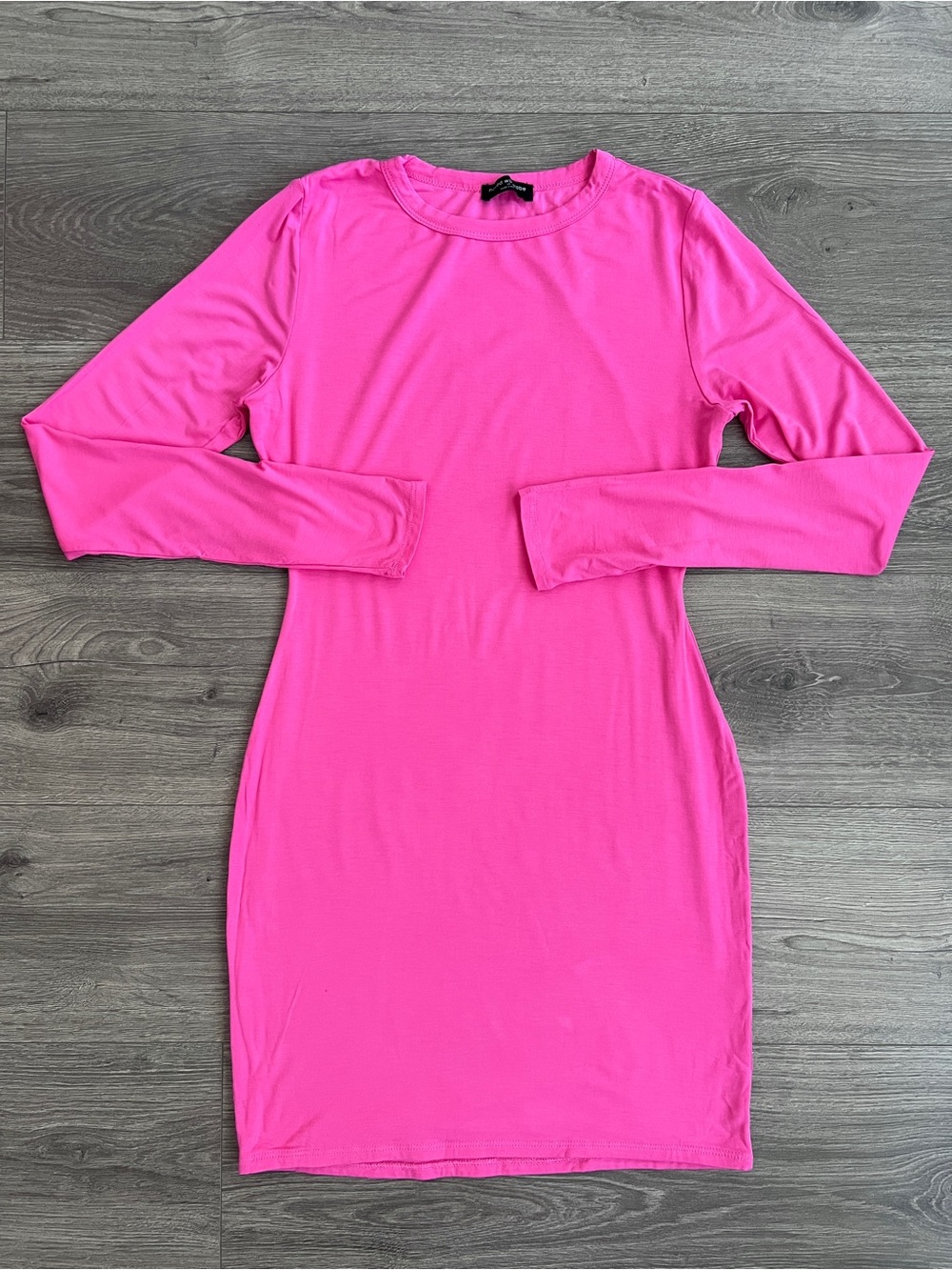 NAKED WARDROBE Modal Mini Dress XL Hot Pink Long Sleeve Bodycon Party Night Out